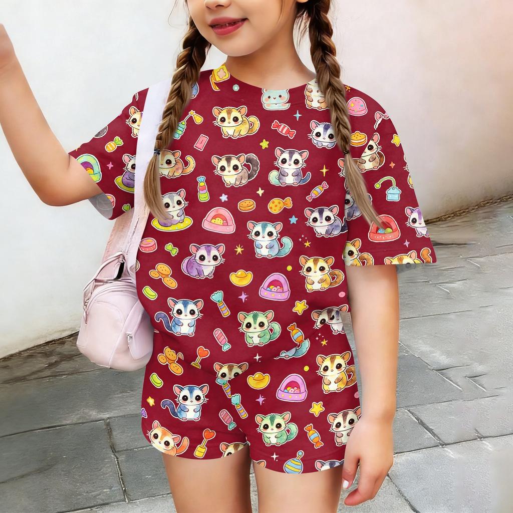 Kids Casual Short Sleeve Top and Shorts Set Animal Pattern Lightweight Summer Outfit Soft Fabric Breathable Design Comfortable Fit