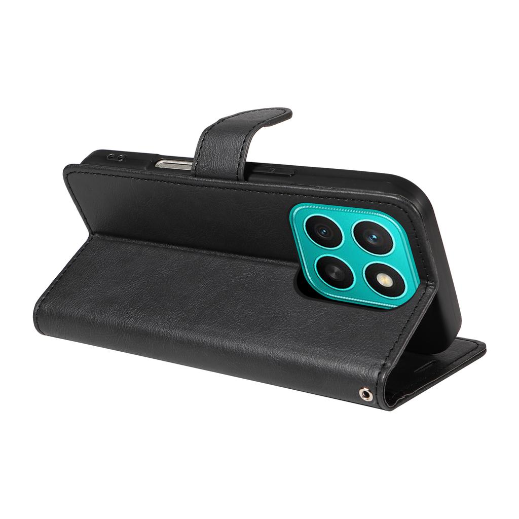 For Honor X8c 4G Leather Wallet Case with Strap Solid Color Phone Stand Cover