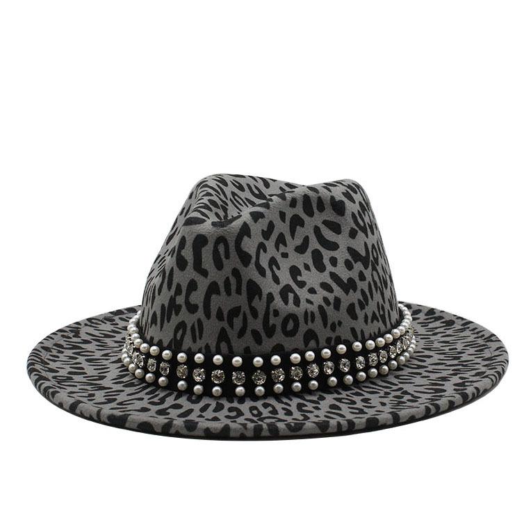 Leopard Print Black Woolen Top Hat Jazz Hat Children