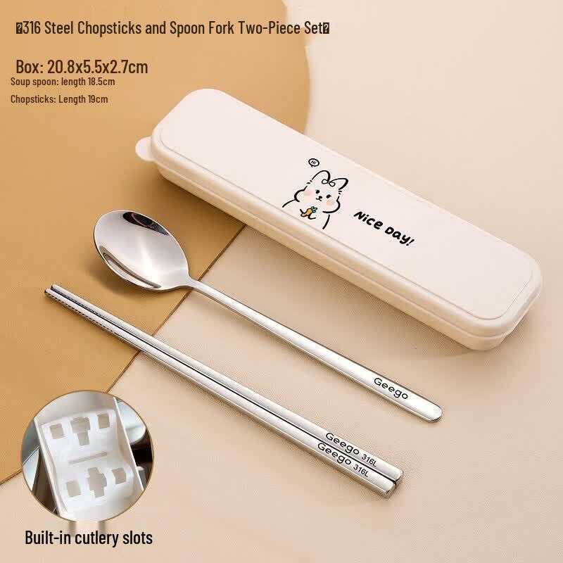 Kids Portable 316 Stainless Steel Chopsticks & Spoon Set