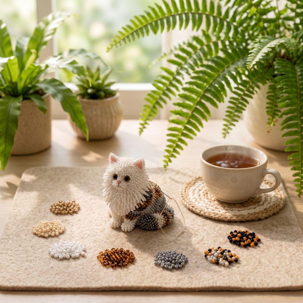 Colorful DIY Animal Bead Embroidery Kit Handmade Beadwork Art Craft Set Indoor Activities
