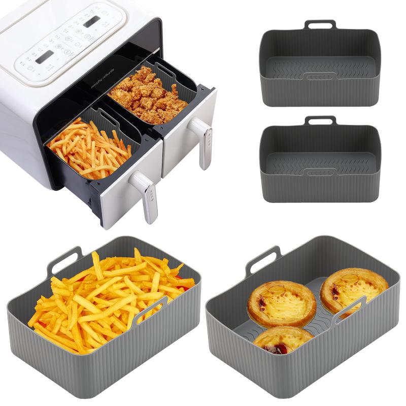 Air Fryer Silicone Pot Air Fryer Liner Heat Resistant Air Fryer Bake Silicone Basket Rectangle Baking Pan For Oven Microwave