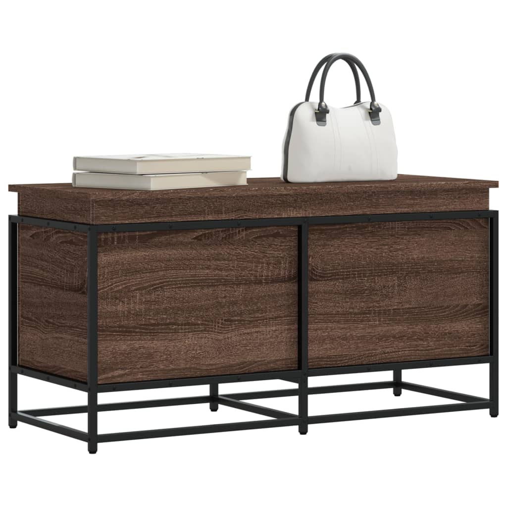 Storage Box with Lid Oak Look 100 X 40 X 51.5 Cm