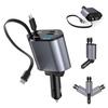120W 4-in-1 USB-C Fast Car Charger, Retractable Cigarette Lighter Adapter for iPhone Samsung Huawei Xiaomi – Quick Charge
