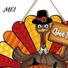 Weather-resistant Thanksgiving Sign Wooden Sign, Turkey and Pumpkin Welcome Wall Hanging Decor with "Give Thanks" Waterproof Holiday , Rustic