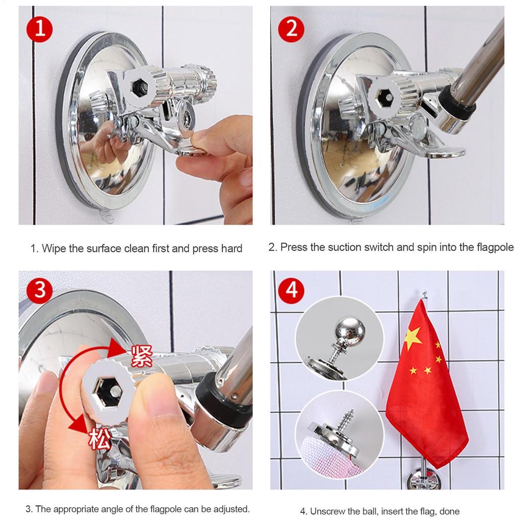 Suction Cup Flag Pole Mount Car Flagpole Mount Bracket Flag Pole Bracket for Car SUV House Truck Flagpole Display Holder Flag