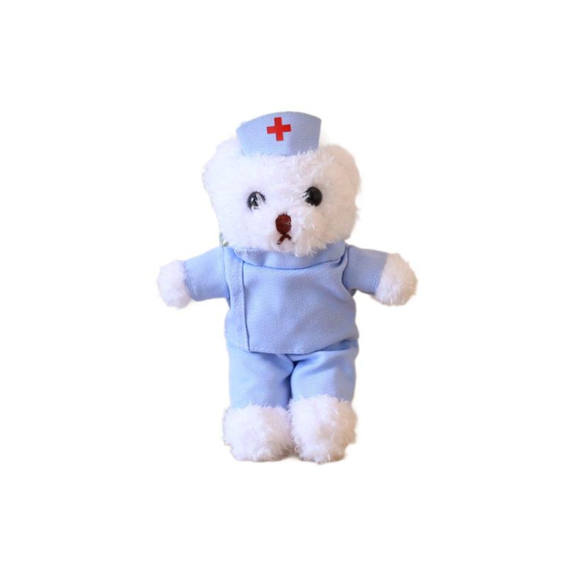 12cm Doctor/Nurse Teddy Bear Graduation Doll with Custom Logo - White Coat Pendant Souvenir