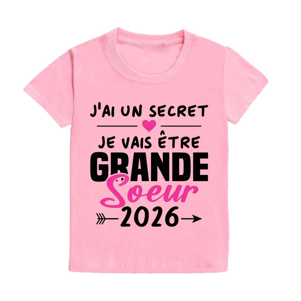 I Have A Secret I Will Become My Sister in 2026 Print Girls Kid Tee Top Pregnancy Announcement Kid Short Sleeve Tee Tops