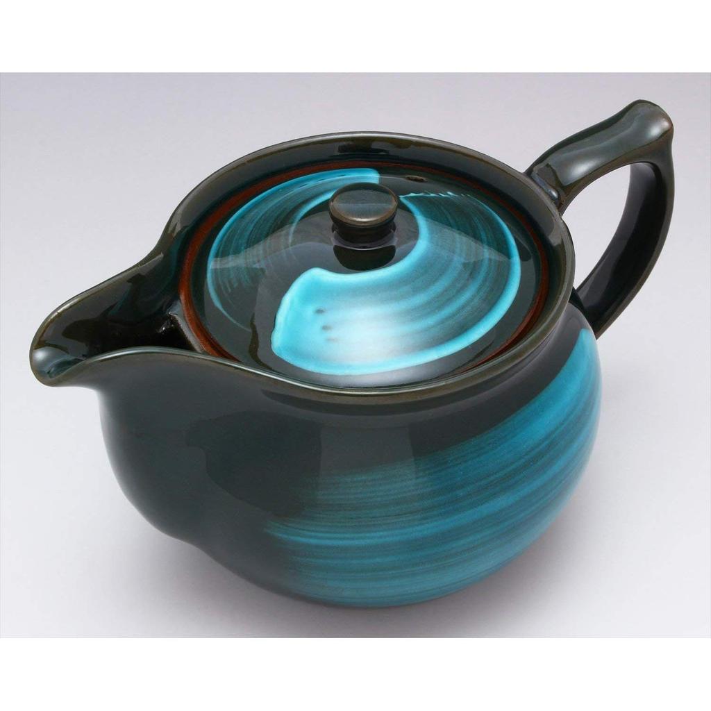 Mino ware teapot, emerald, made in Japan, 500-26