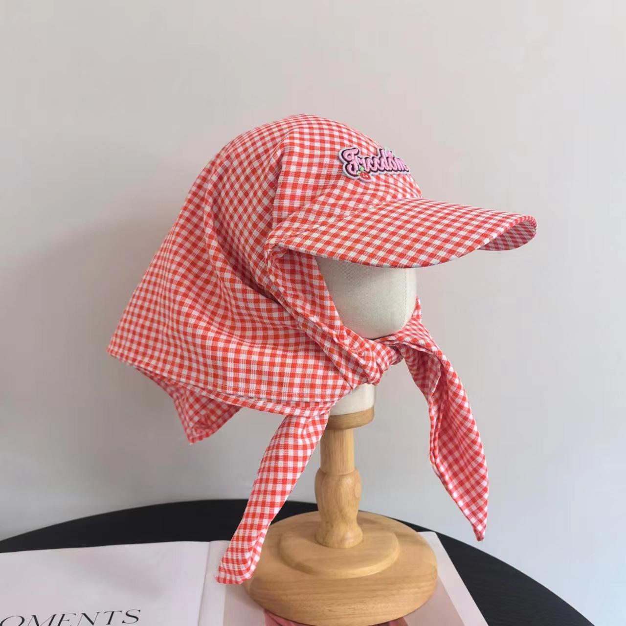 

Кепка-бейсболка с солнцезащитным козырьком для улицы, кепка-бейсболка с ремешком, модная кепка-косынка для учителя, быстросохнущая, клетчатая M（56-58cm）