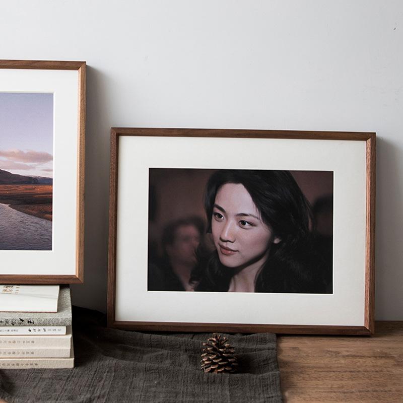 Square Black Walnut Tenon and Mortise Photo Frame Picture Frame, Manual Fine Polished Black Walnut Picture Frame for Home Decor 25x27cm