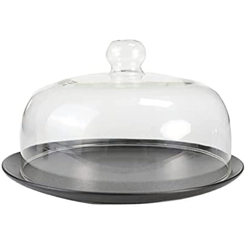 

High Borosilicate Glass Microwave Plate Cover with Tray, Household Oil Splash-Proof Cover,Food Cover,Cake Dome Cover,Special Glass Cover for Oil 22cm