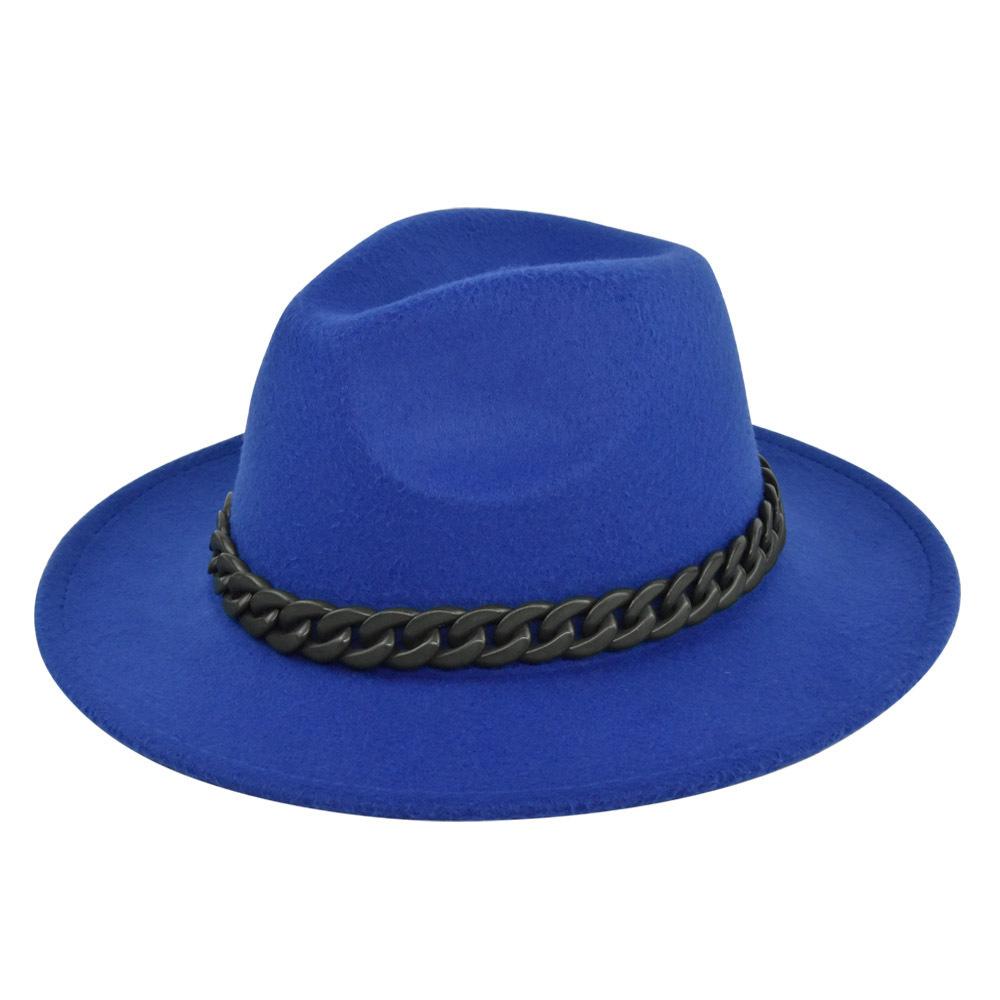 British retro jazz hat easiest for match chain hat women's large brim woolen hat felt hat imitation sheep hat flat brim hat no