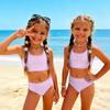 Girls Two Piece Swimsuit Tankini Set Kids Summer Swimwear Soft Fabric Comfortable Fit Durable Construction Suitable for Beach Pool Activities