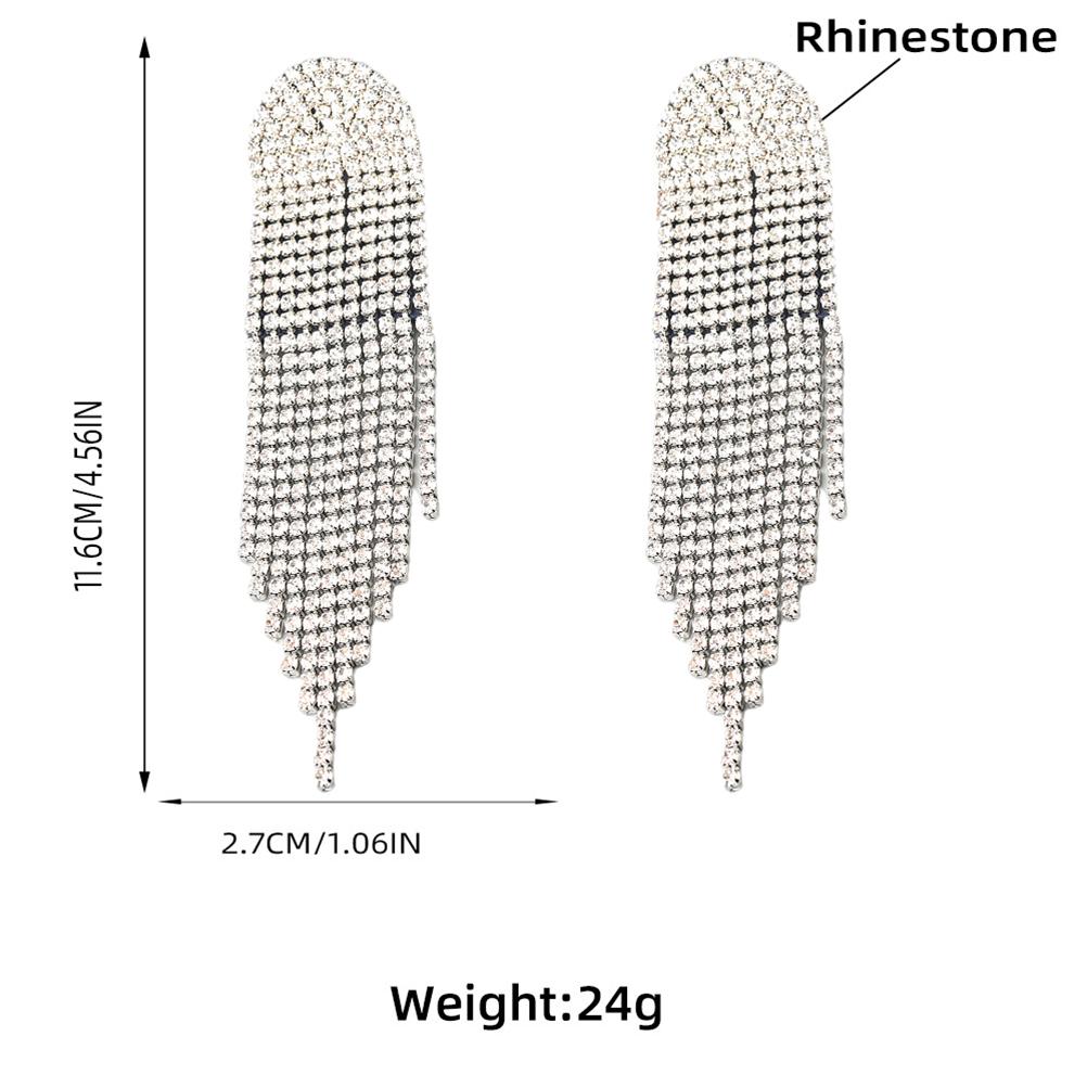 Shiny Rhinestone Crystal Chandelier Tassel Earrings Long Statement Chain Dangle Drop Earrings Jewellery Gift for Women