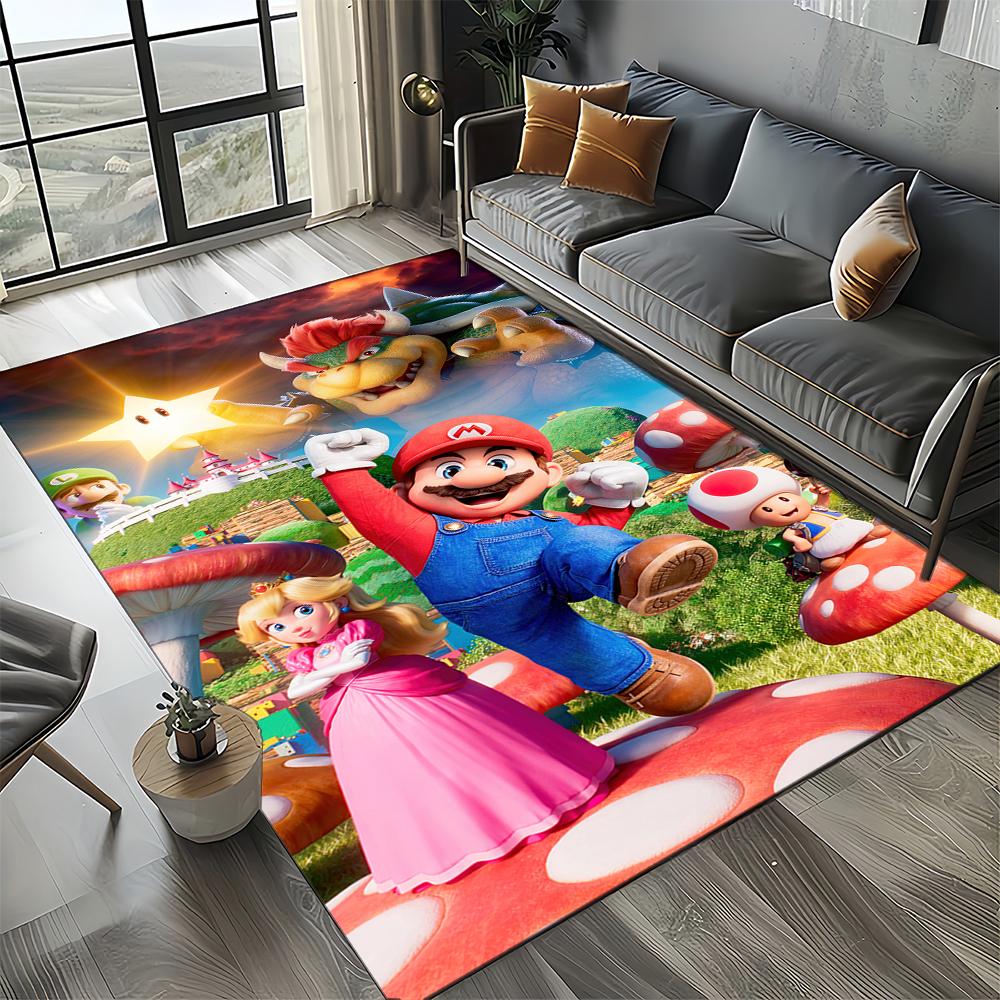 Retro Mario Cartoon Area Rug,Carpet Rug for Home Living Room Bedroom Sofa Doormat Decor,Kids Play Floor Mat
