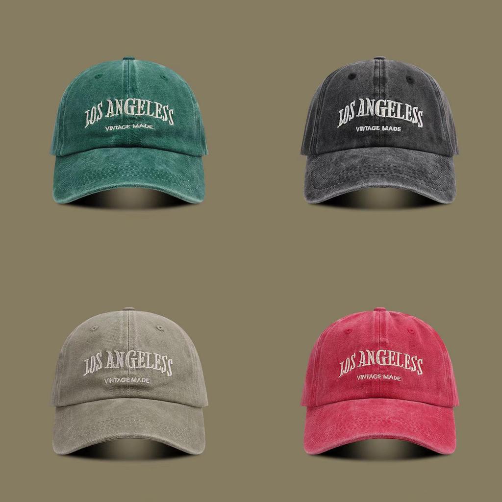 Vintage Wash Cotton Baseball Cap With Letter Embroidery For Casual Sun Protection