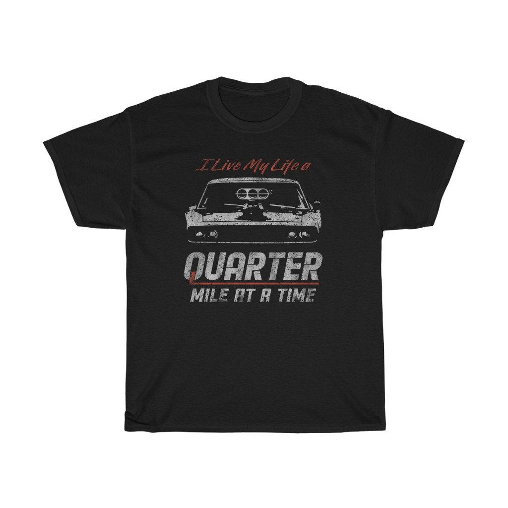 Quarter Mile At A Time Iconic Printed Pattern Unisex Cotton Tshirt Casual Retro Trend Street Style Unisex S