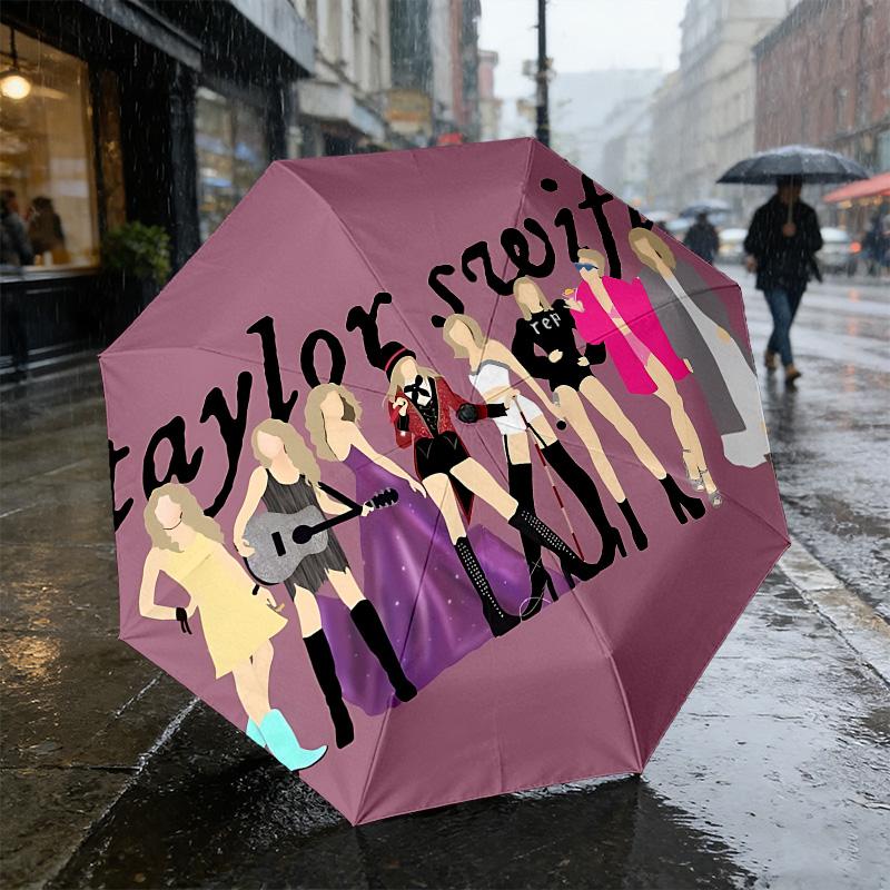 Taylor Swift Fashion 8 Ribs 3Fold Black Glue Uv Protection Umbrella Sun Protection Rainproof Compact Folding Umbrella For Travel Daily Use C92482