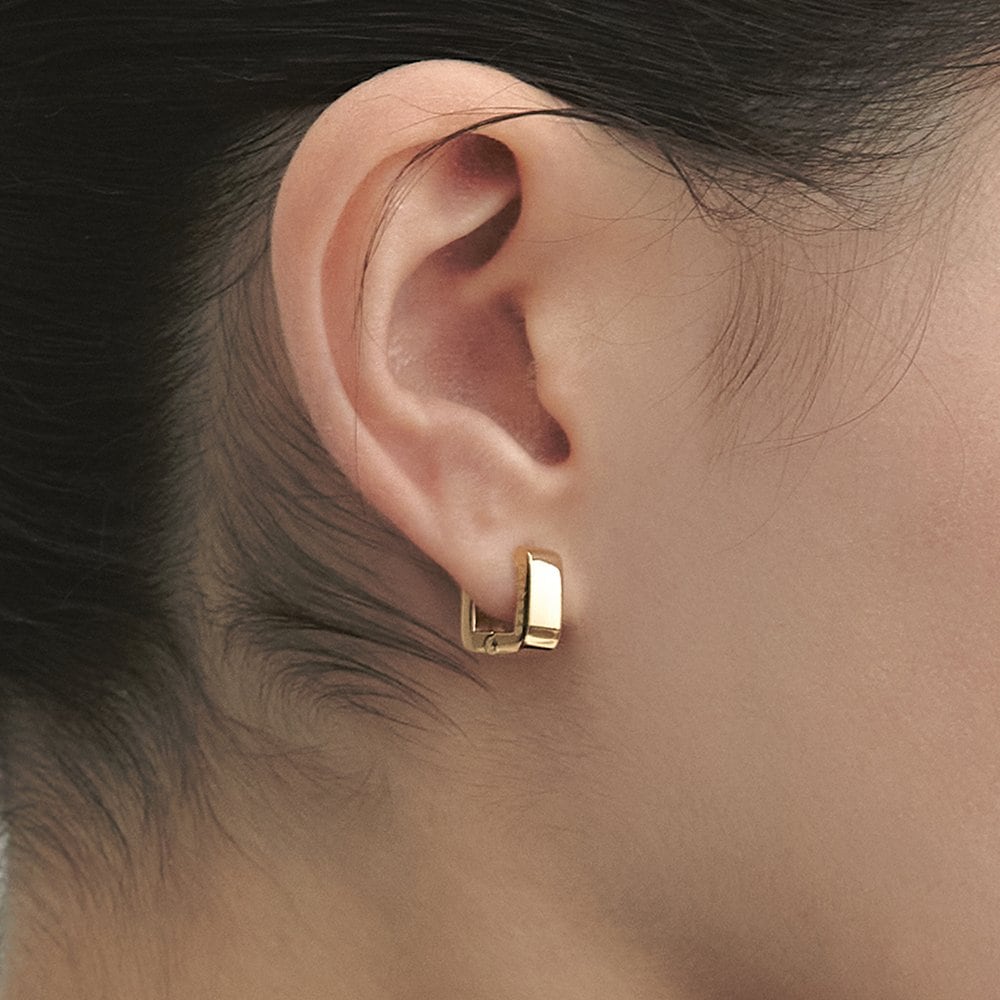 H Edition Silver (Y) Square One-Touch Earrings Hl6E42606Y9Xxx