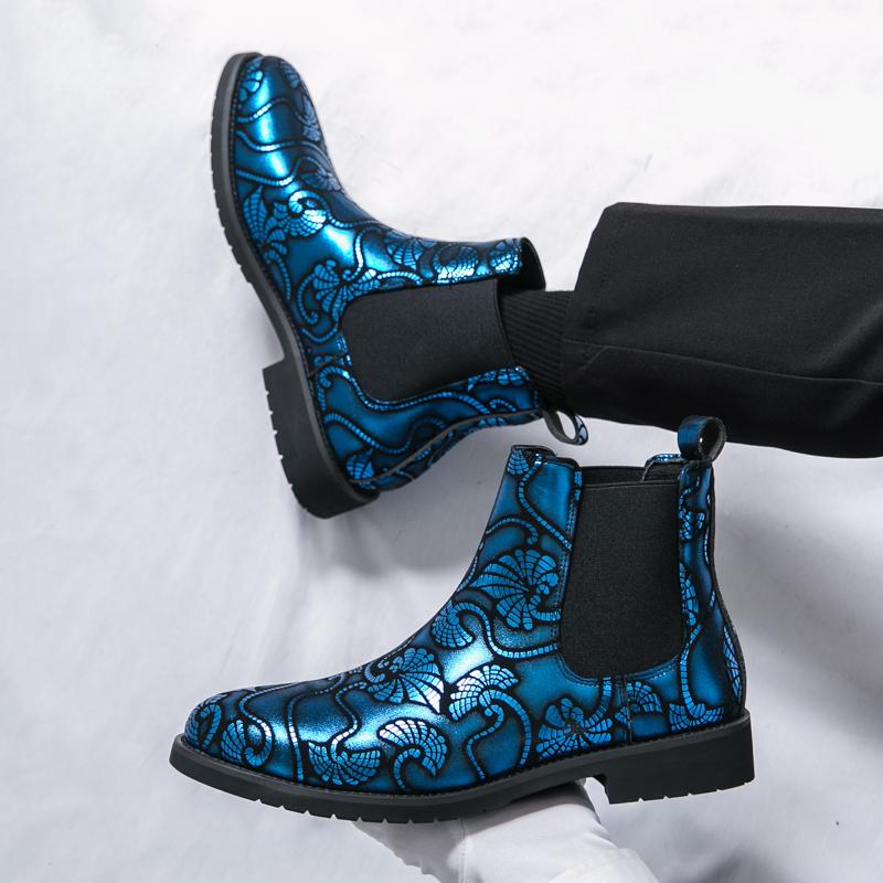 Fashion Pointed Toe Men's Walking Boots Leather Fashion Low Top Dress Shoes New Men Brand Chelsea Male Boots Classic Mens Slip on Shoes