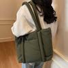 Korean Style Down Cotton Shoulder Bag Solid Color Puffy Crossbody Bag  Office Worker