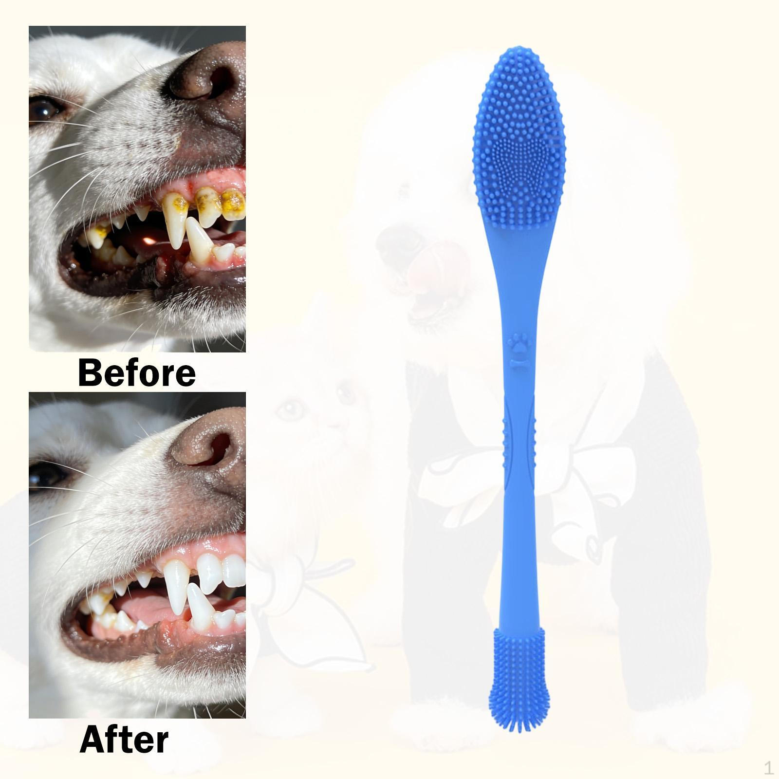 

Pet Toothbrush Easy to Handle Silicone Flexible Use Tooth Care Dog Cat for Cats синий