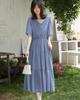 Long Short Flared High Summer [Yino] Women's Dress, Sleeves, Sleeves, V-Neck, Waist, Figure-Flattering, Stylish, Cute, Travel, Casual,