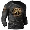 Autumn 3D Print T-shirt Men's Vintage T-shirt Long Sleeve Tops US Route 66 Letter Graphic Oversized Loose Clothes 5XL