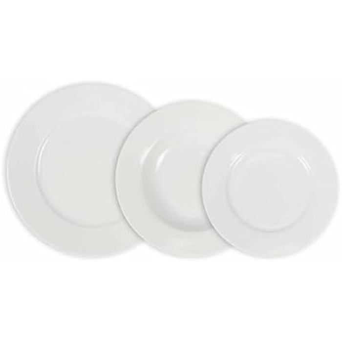 Vaisselle - LA MEDITERRÁNEA - Aneto - 12 Pièces - Blanc - Porcelaine - Céramique - Grès