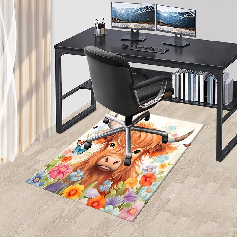 Highland Bull Chair Mat: Office Carpet Oversized Rug for Home Decor, Sofa Mat, Desk Pad, Gift Idea for Bedroom, Living Room & Any Room