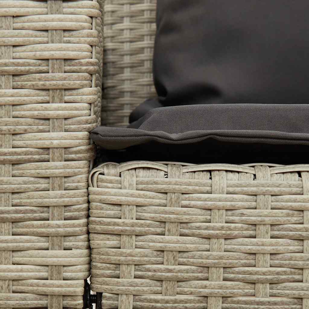 Garden Sofa with Cushions Light Gray Poly Rattan