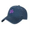 Jb Logo Gewaschene Baumwoll-Baseballkappe Klassische Passform Unisex Verstellbare Mütze Schwarz Mit Violetten Stickereien Stilvolles Tägliches Accessoire