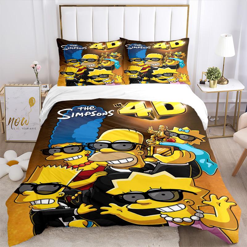 Simpsons 4D Experience Print 3Pcs Bedding Setduvet Cover With 2 Bedropillowcase Home Birthday Gift
