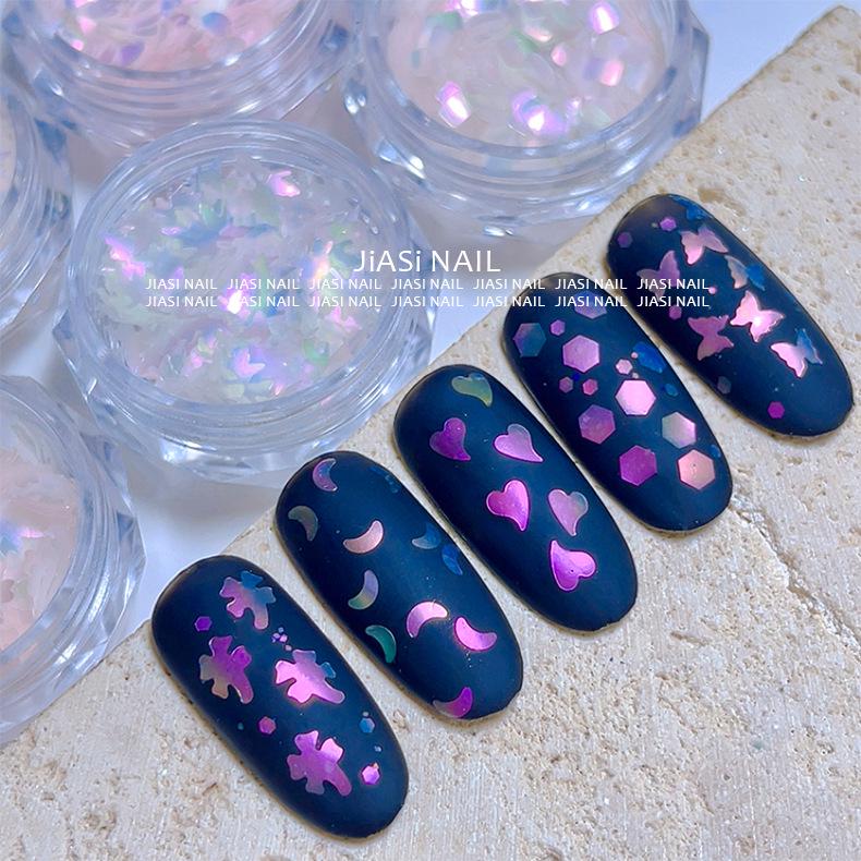 Iridescent Mermaid Nail Art Glitter & Stickers: Butterfly, Star, Irregular Shapes