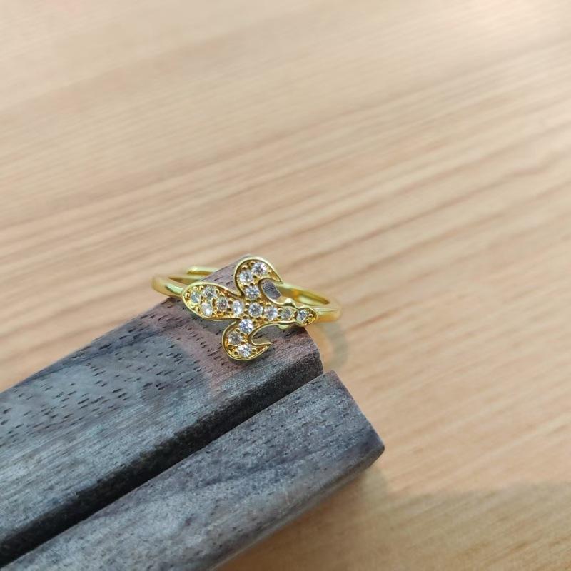 

2026 Exquisite Fashion Iris Micro-inlaid Open Ring Light Luxury High-end Index Finger Ring Ring Resizable