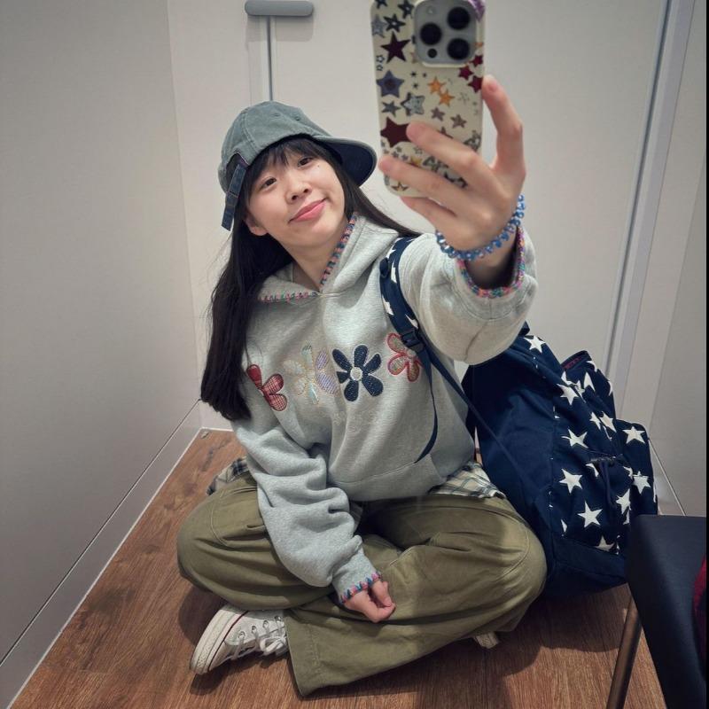 Women Casual Floral Embroidery Hooded Loose Long Sleeve Pullover Sweatshirt