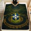 1PC Brazil National Football Team Patterned Flannel Blanket Suitable For All Seasons for Home Decor Warmth and Comfort Gifts Holiday Present