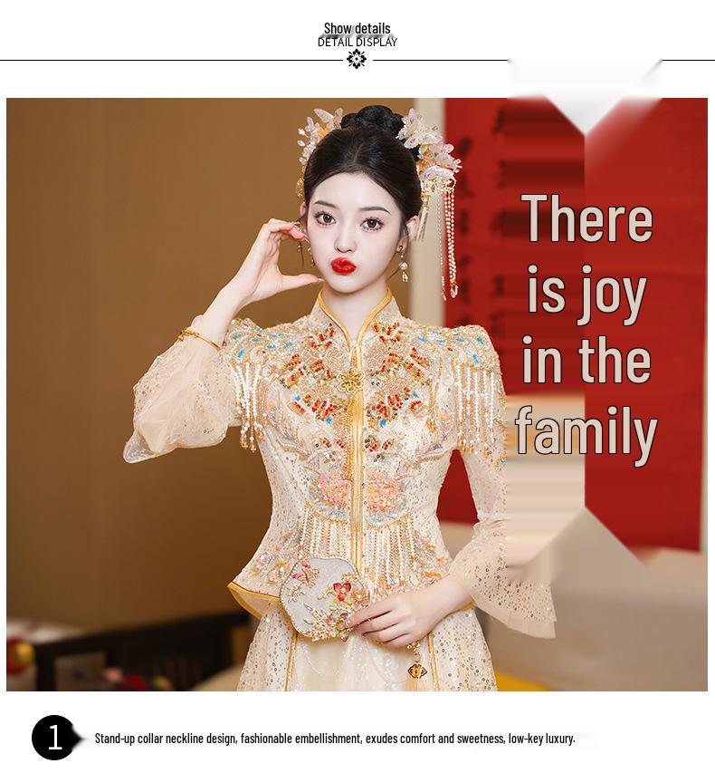 2025 Summer Xiuhe Wedding Dress: Elegant Chinese Dragon & Phoenix Gown