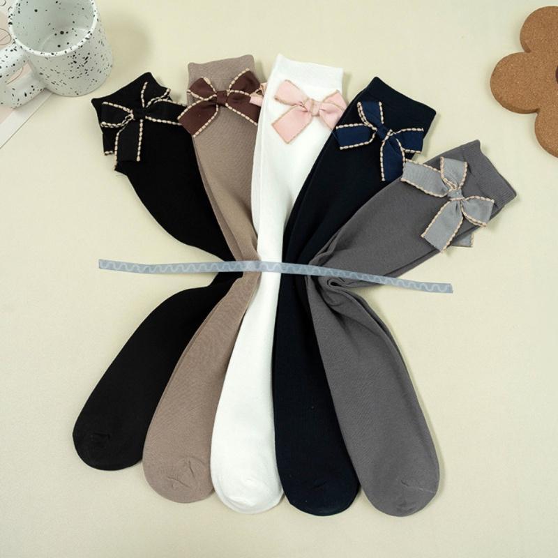 Children's Stockings Thin Kids Long Tube Socks Girls' Bowknot Stockings