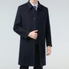 Men's Long Double-faced Wool Trench Coat with Down Liner
