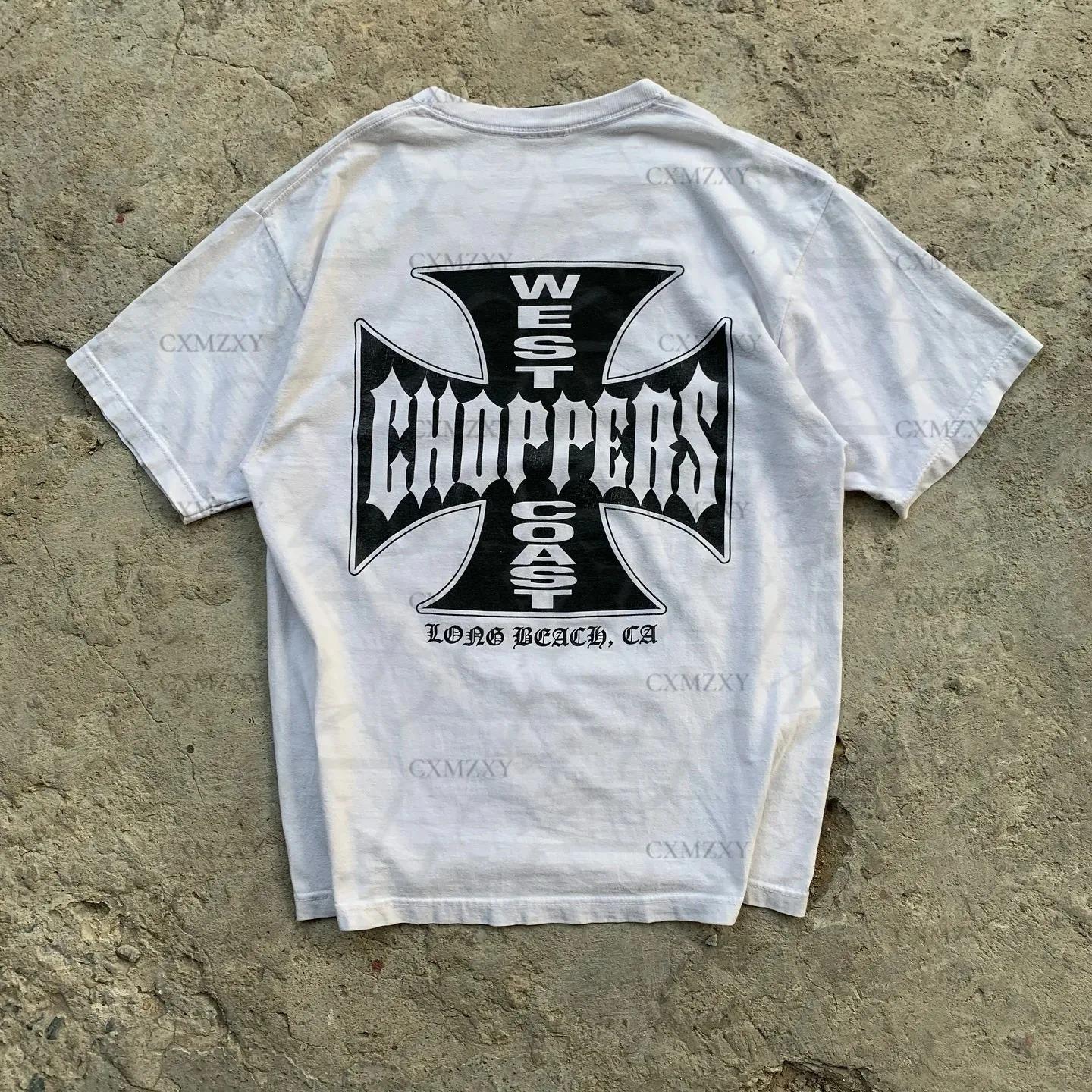 

West Coast Choppers Класичний Західноузбережний Залізний Хрест Темно-синя Вінтажна Прана Прана Oversize Вуличний Футболка XXL