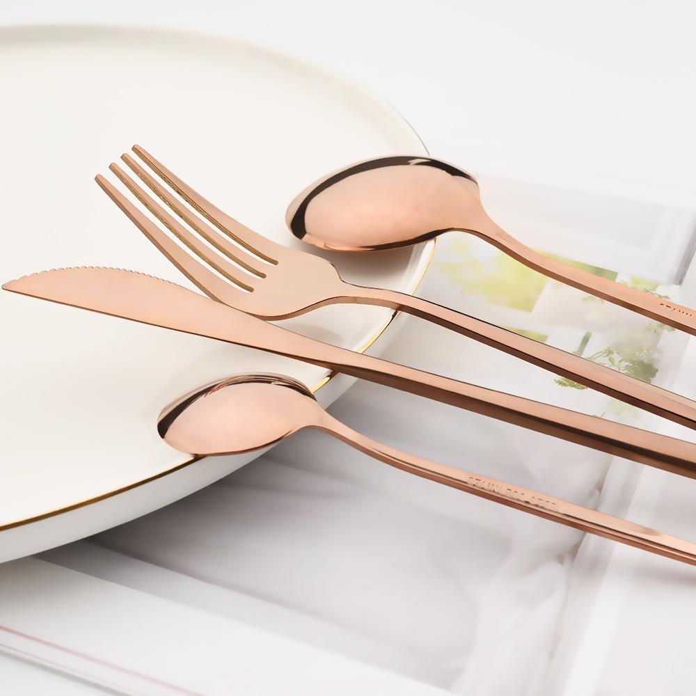 24pcs Stainless Steel Cutlery Set Knife Coffee Spoon Fork Dinnerware Set Mirror Durable Flatware Western Party Kitchen Tableware