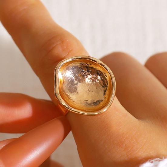 Finger Ring Imitation Pearl Embellishment Artistic Irregular Shape Wide Double-Strip Design Women Ring Anti-Oxidation Jewelry