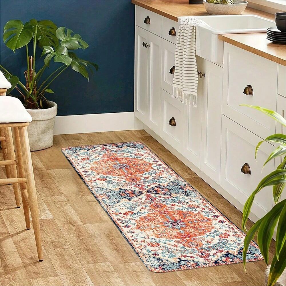 1PC, Retro Bohemian style, kitchen, bathroom, living room ambience decorative carpet mat, washable home decor