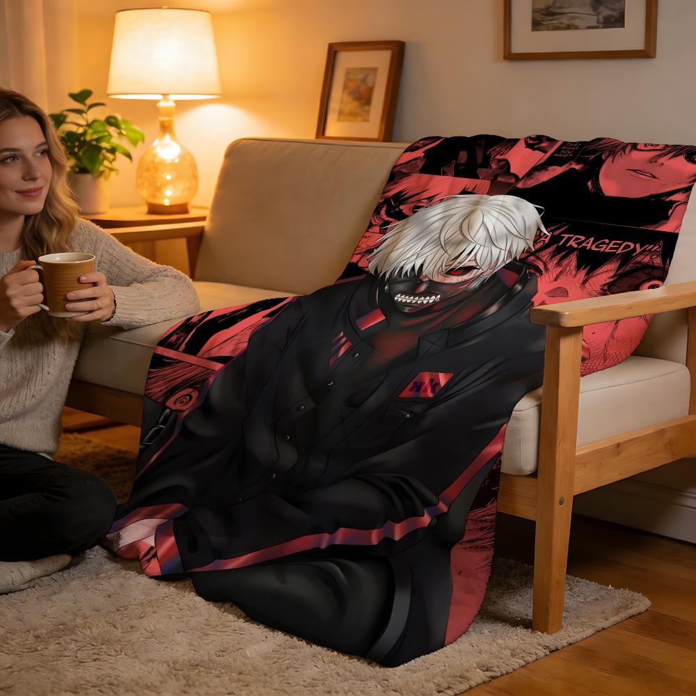 Throw High-Density Short Plush Blanket For Sofa Nap Air-Conditioned Room Soft Skin-Friendly Tokyo Ghoul