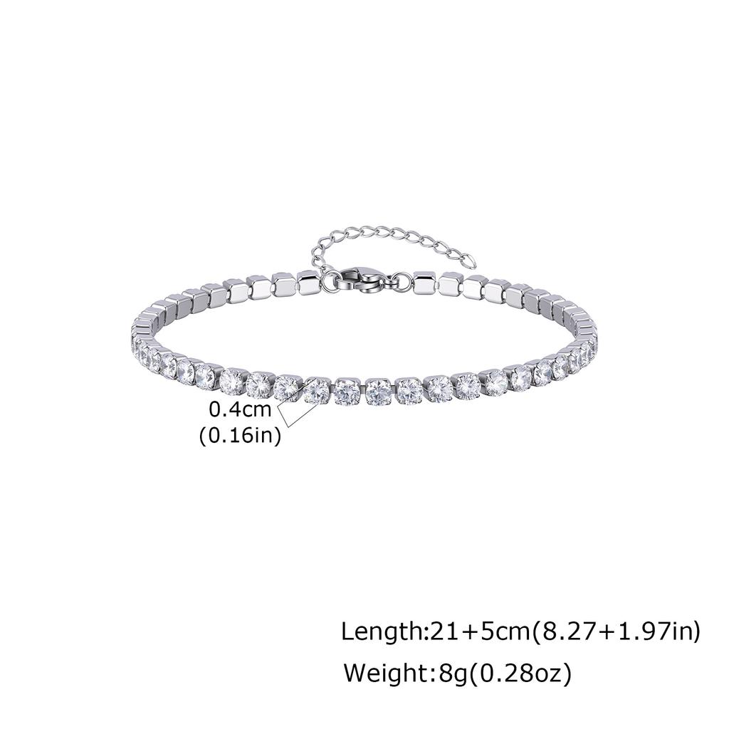 Zirkonia Tennis-Fußkettchen für Damen Edelstahl 18K Gold Plated CZ Fußkette Layering Sommer Anlaufgeschützt Wasserdicht