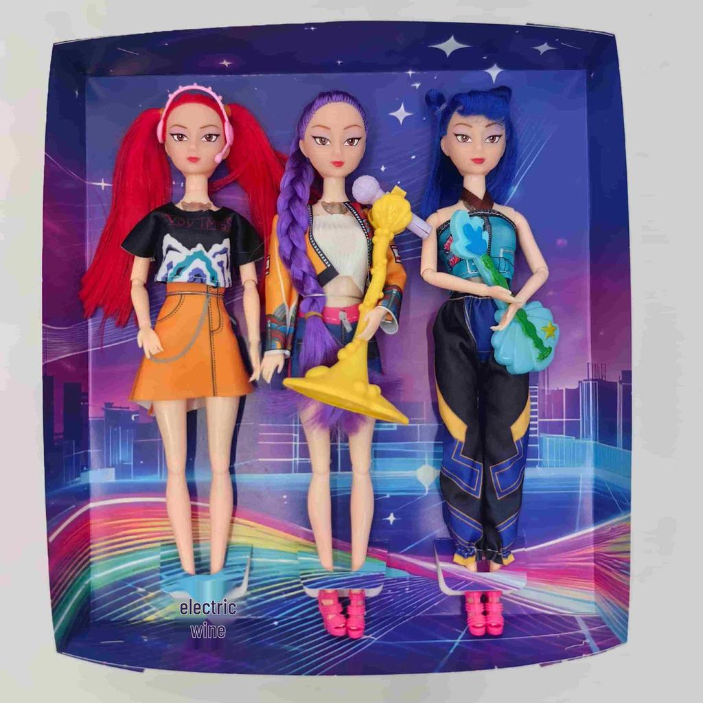 Demon Avcısı K-POP Kız Grubu Bebekleri: Müzikli Işıklı Peluş Figürler