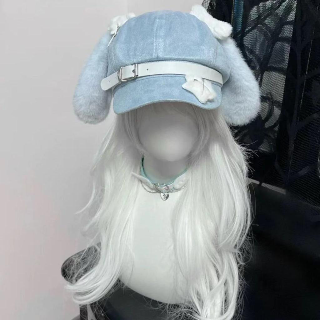 Women's Kawaii Hat Sweet Style New Fashion Cap Grey Dog Eared Cap Subculture Beret Cute Individualistic Embodying Otaku Culture