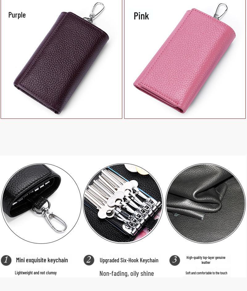 Premium Cowhide Leather Multi-functional Key Holder and Coin Wallet